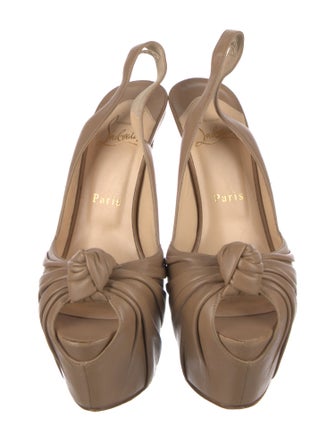 Christian Louboutin Leather Pleated Accents Slingback Sandals