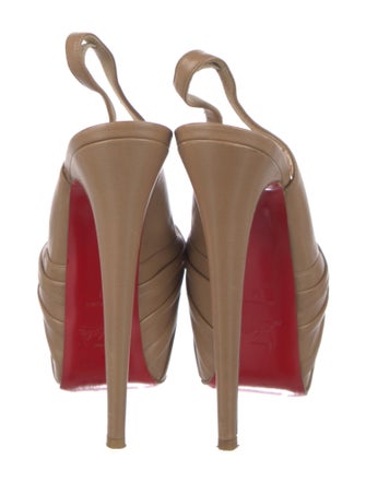Christian Louboutin Leather Pleated Accents Slingback Sandals
