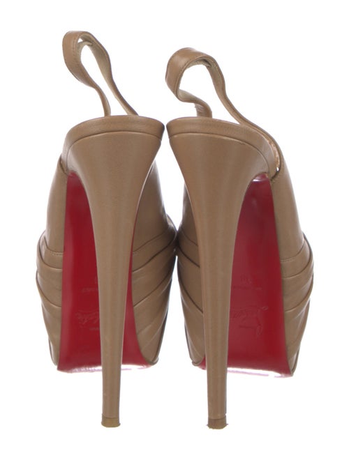 Christian Louboutin Leather Pleated Accents Slingback Sandals