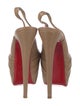 Christian Louboutin Leather Pleated Accents Slingback Sandals