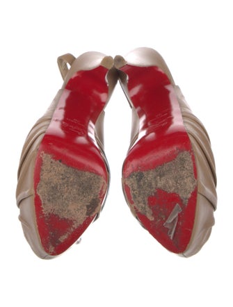 Christian Louboutin Leather Pleated Accents Slingback Sandals