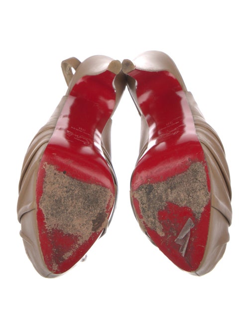 Christian Louboutin Leather Pleated Accents Slingback Sandals