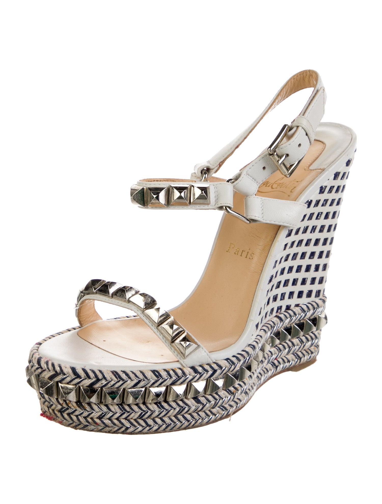 Christian Louboutin Leather Studded Accents Espadrilles