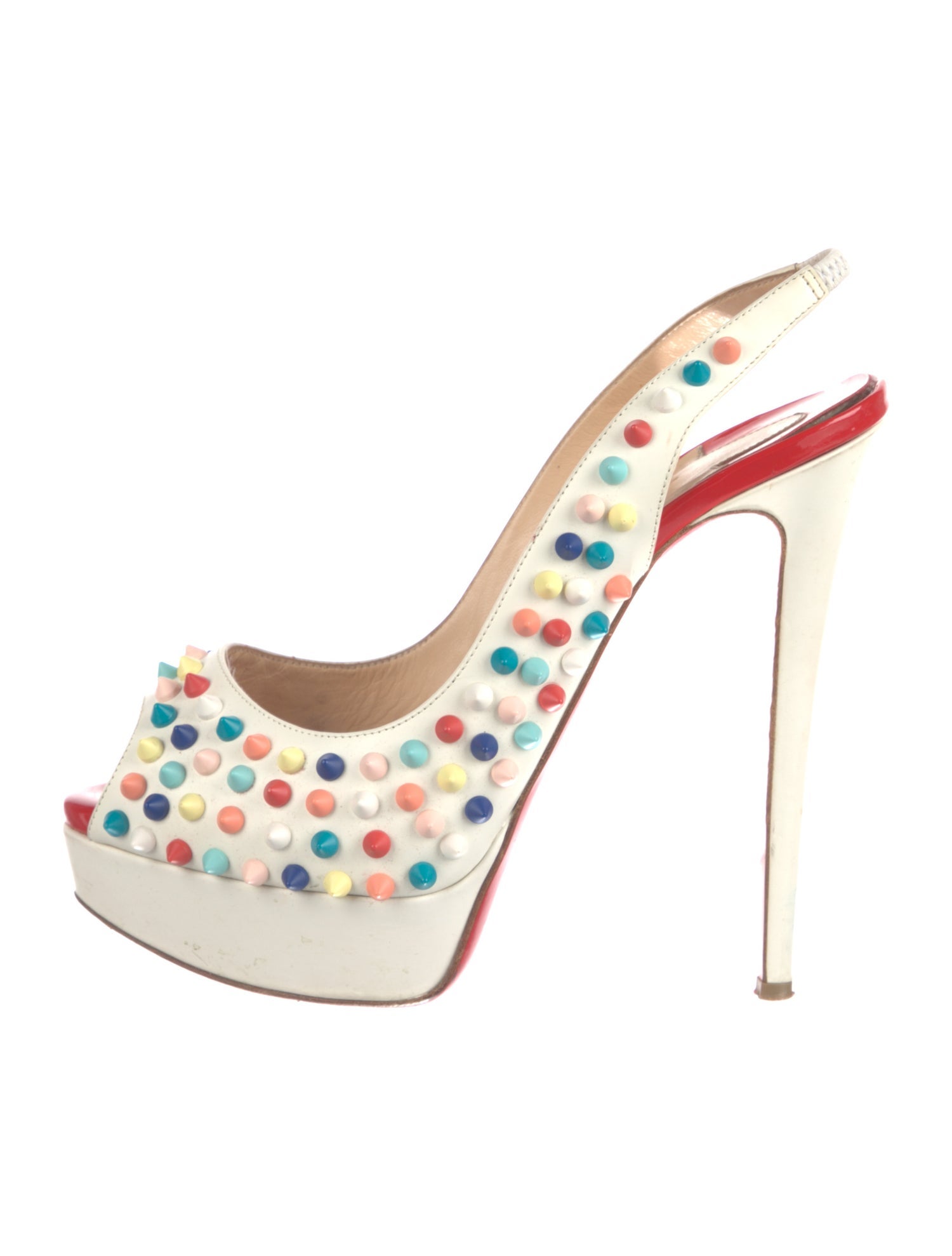 Christian Louboutin Spike Accents Leather Slingback Pumps