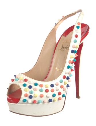 Christian Louboutin Spike Accents Leather Slingback Pumps