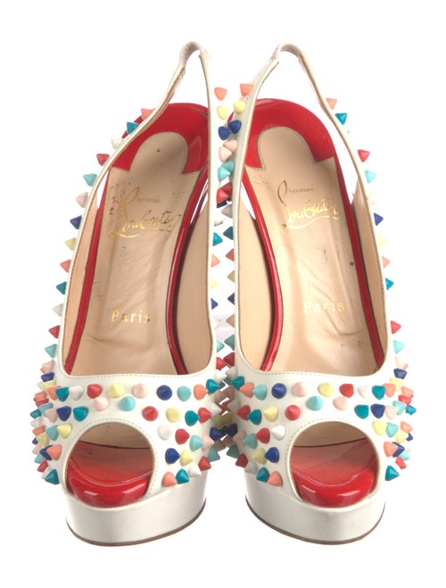 Christian Louboutin Spike Accents Leather Slingback Pumps
