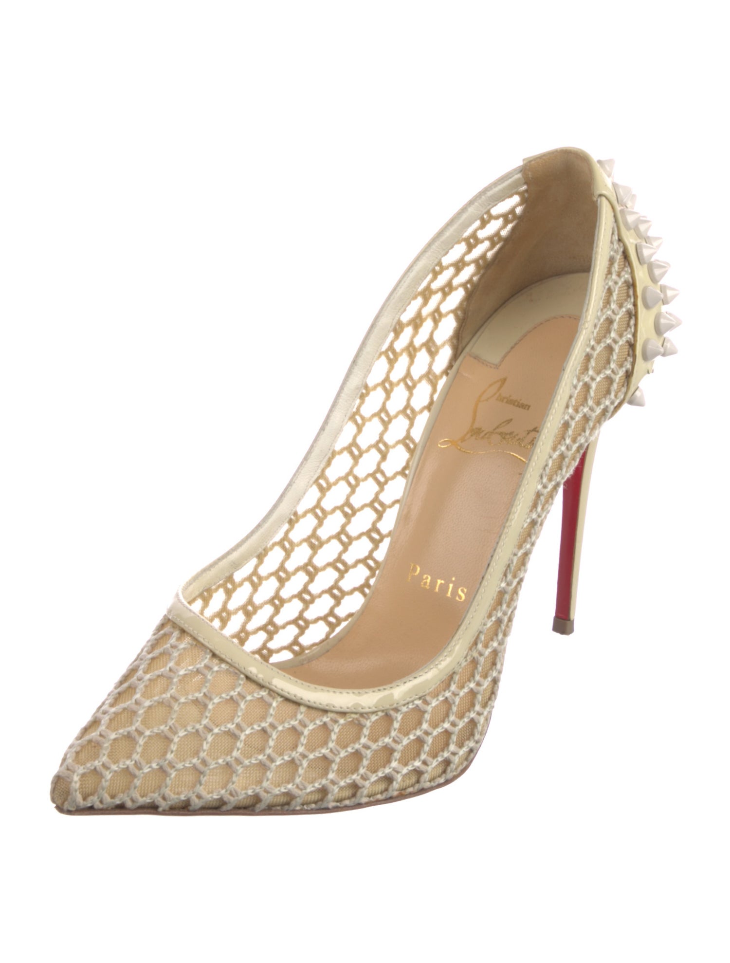 Christian Louboutin Spike Accents Mesh Pumps