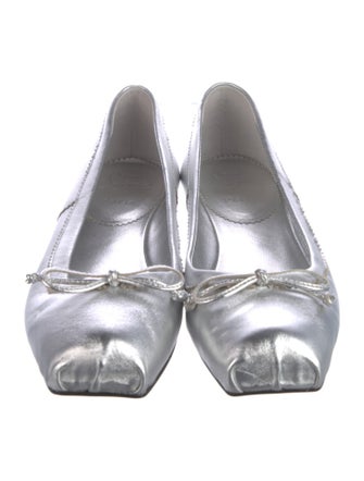 Christian Louboutin Leather Bow Accents Ballet Flats