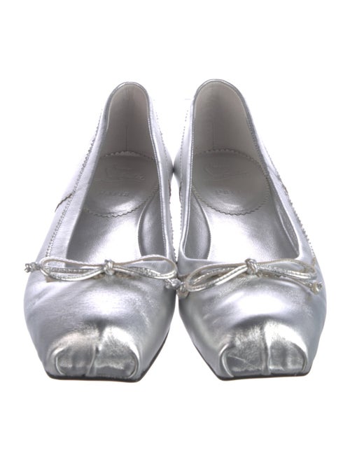 Christian Louboutin Leather Bow Accents Ballet Flats