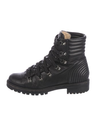 Christian Louboutin Spike Accents Leather Combat Boots