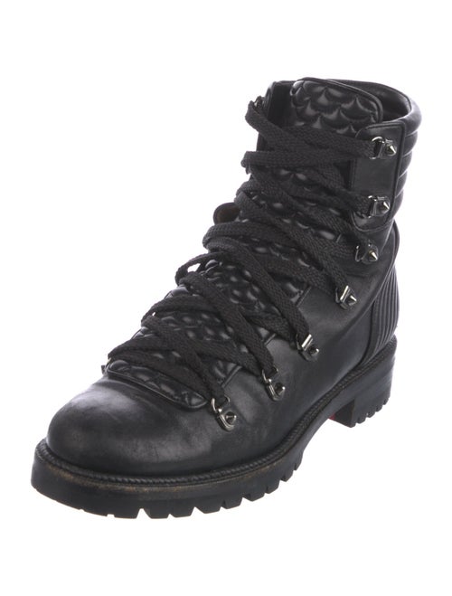 Christian Louboutin Spike Accents Leather Combat Boots