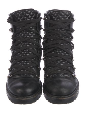 Christian Louboutin Spike Accents Leather Combat Boots
