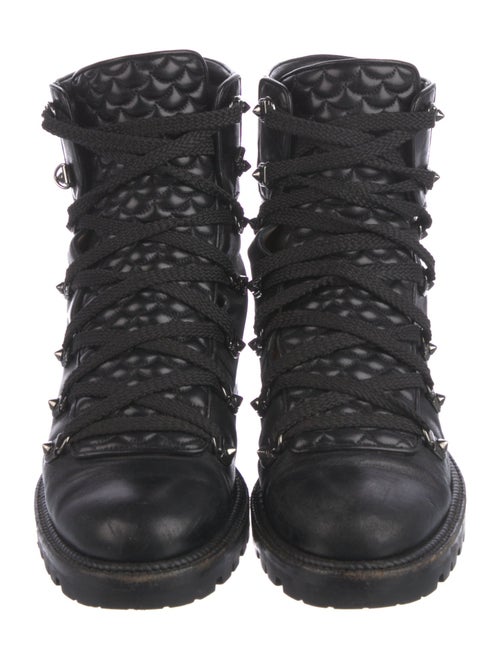 Christian Louboutin Spike Accents Leather Combat Boots