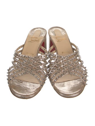 Christian Louboutin Spike Accents Leather Slides