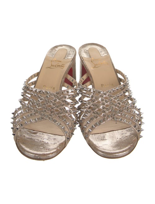 Christian Louboutin Spike Accents Leather Slides