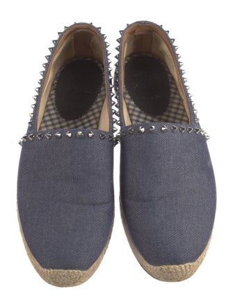 Christian Louboutin Spike Accents Denim Espadrilles