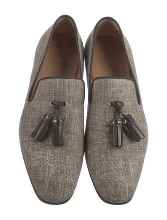 Christian Louboutin Spike Accents Canvas Dress Loafers