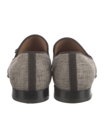 Christian Louboutin Spike Accents Canvas Dress Loafers