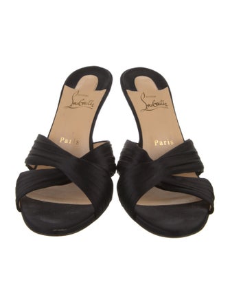 Christian Louboutin Satin Pleated Accents Slides