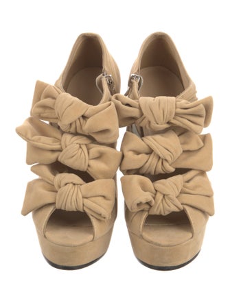 Christian Louboutin Leather Bow Accents Pumps