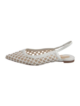 Christian Louboutin Leather Mesh Accents Slingback Flats