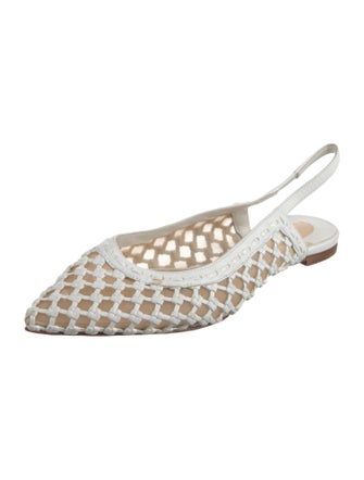 Christian Louboutin Leather Mesh Accents Slingback Flats