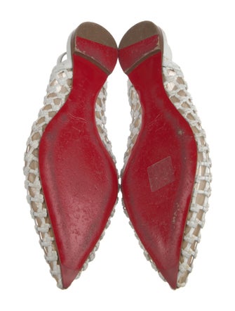 Christian Louboutin Leather Mesh Accents Slingback Flats