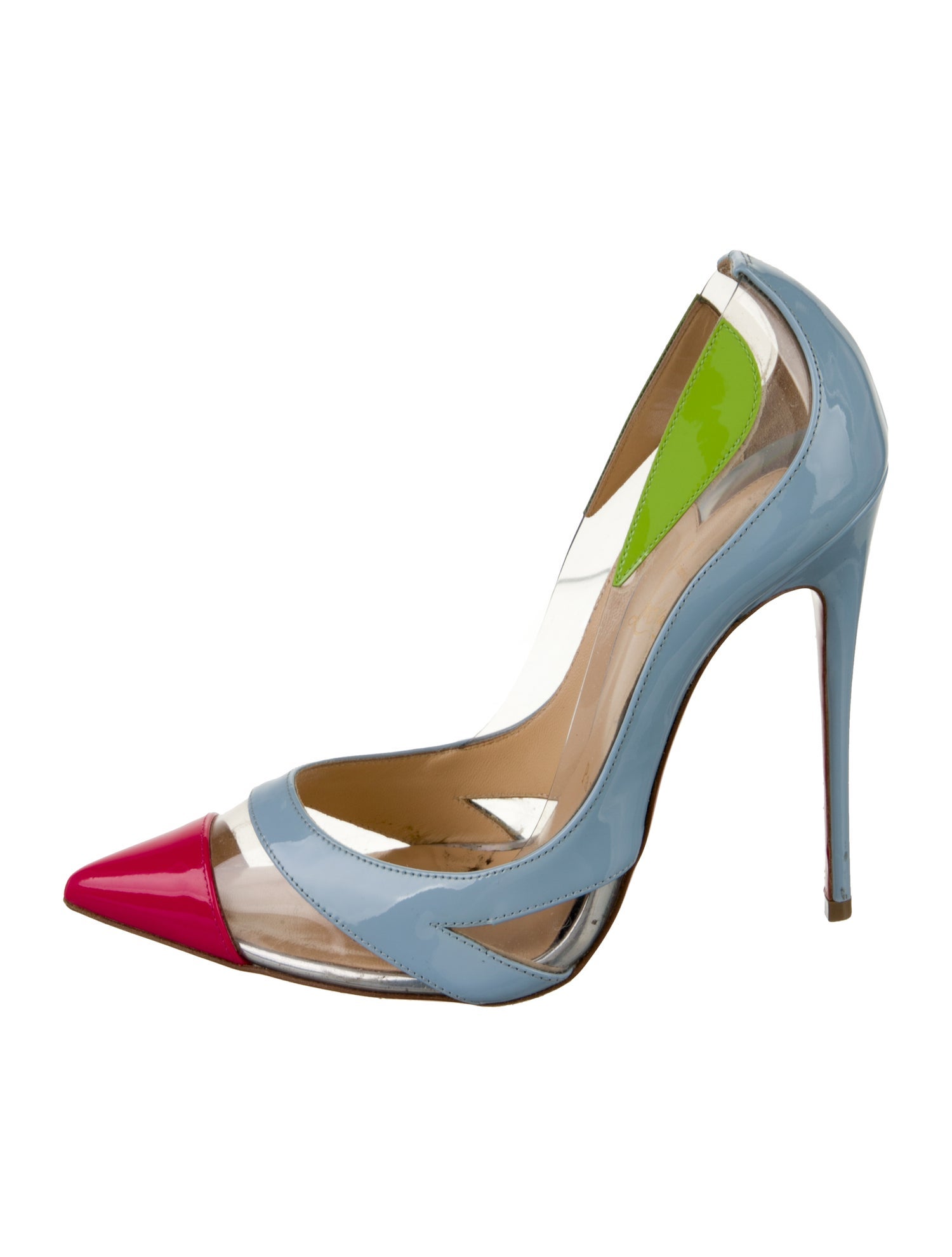 Christian Louboutin Patent Leather Colorblock Pattern Pumps