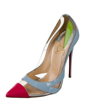 Christian Louboutin Patent Leather Colorblock Pattern Pumps