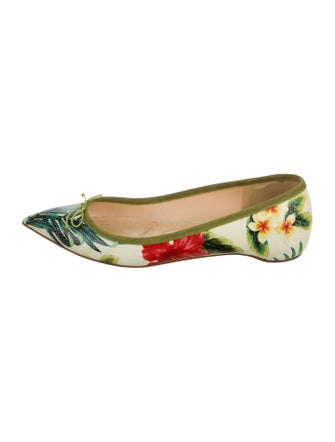Christian Louboutin Floral Print Bow Accents Ballet Flats