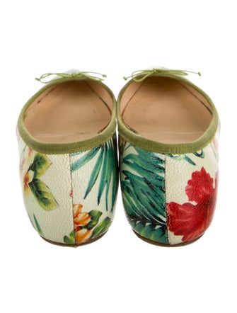 Christian Louboutin Floral Print Bow Accents Ballet Flats
