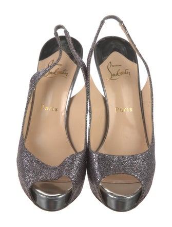 Christian Louboutin Glitter Glitter Accents Slingback Pumps