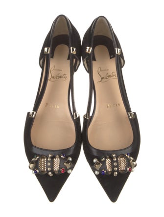 Christian Louboutin Suede Crystal Embellishments Ballet Flats