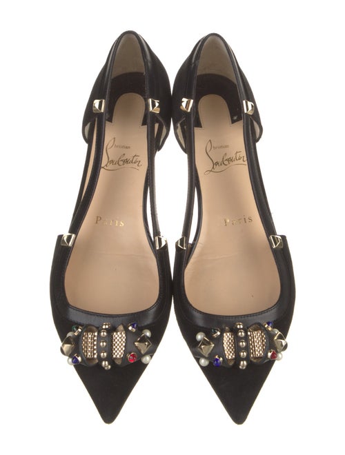 Christian Louboutin Suede Crystal Embellishments Ballet Flats