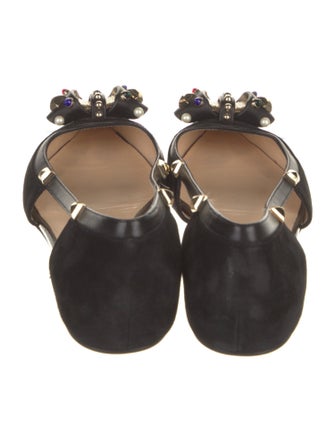 Christian Louboutin Suede Crystal Embellishments Ballet Flats