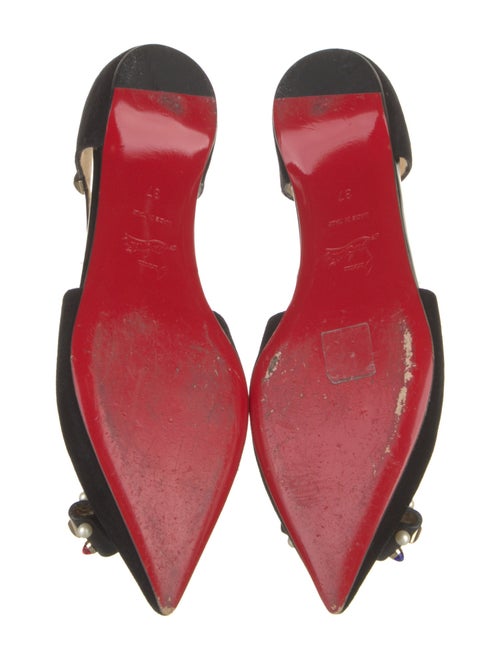 Christian Louboutin Suede Crystal Embellishments Ballet Flats