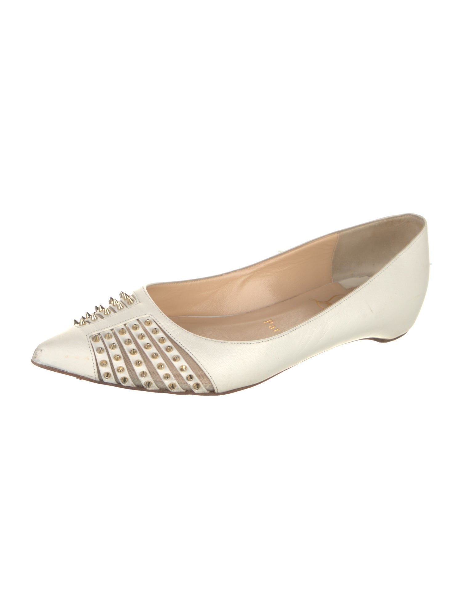 Christian Louboutin Spike Accents Leather Ballet Flats