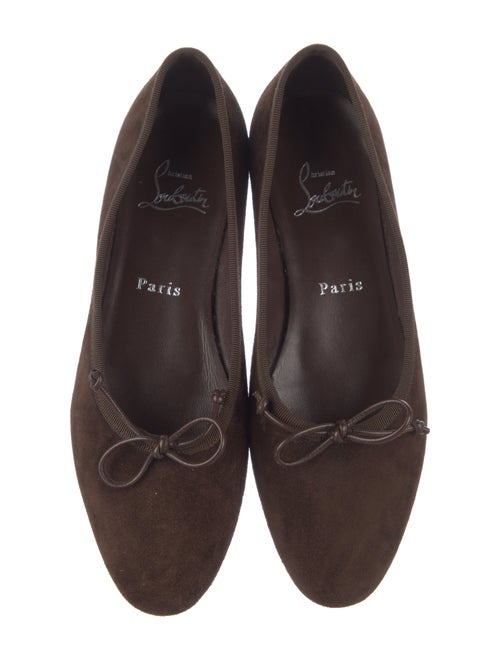 Christian Louboutin Suede Bow Accents Ballet Flats