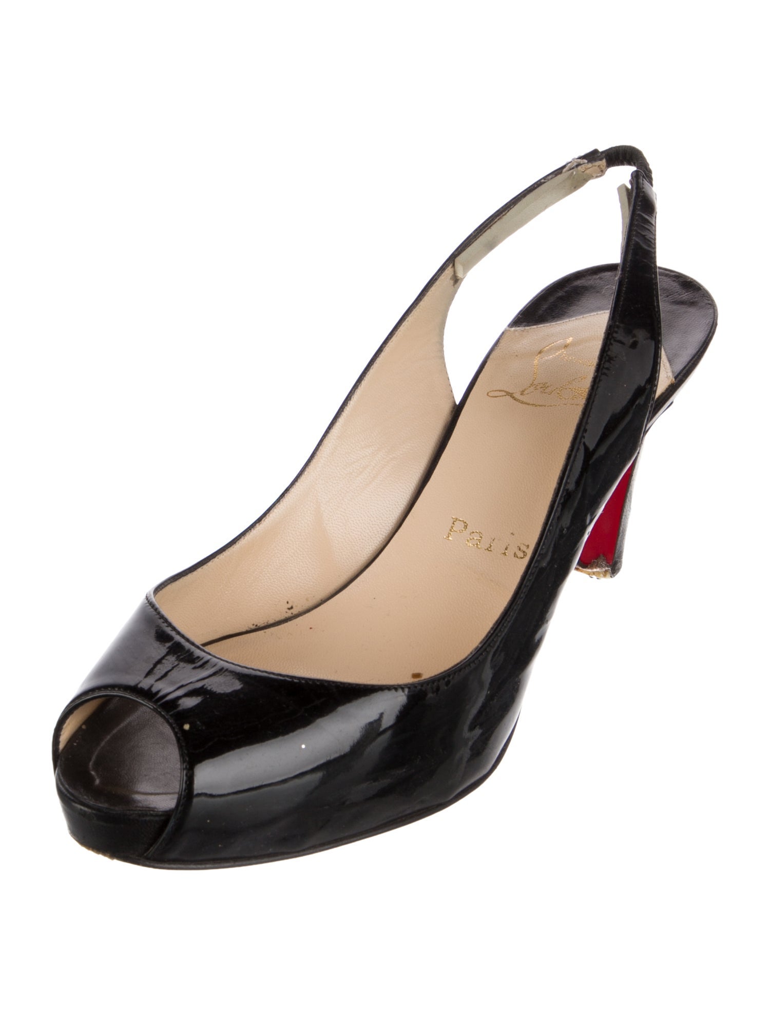 Christian Louboutin Patent Leather Slingback Pumps