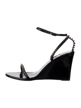 Christian Louboutin Spike Accents Patent Leather Sandals