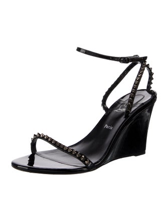 Christian Louboutin Spike Accents Patent Leather Sandals