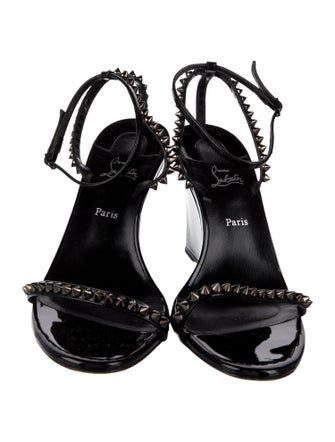 Christian Louboutin Spike Accents Patent Leather Sandals