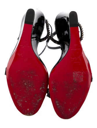 Christian Louboutin Spike Accents Patent Leather Sandals