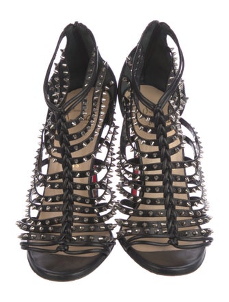 Christian Louboutin Spike Accents Leather Gladiator Sandals