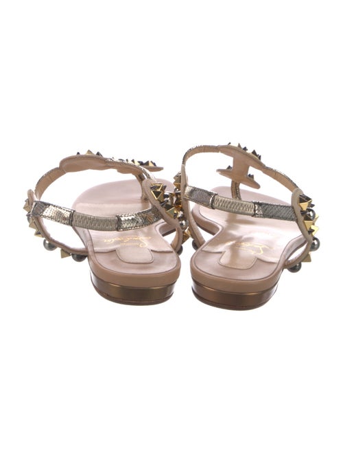 Christian Louboutin Spike Accents Leather T-Strap Sandals