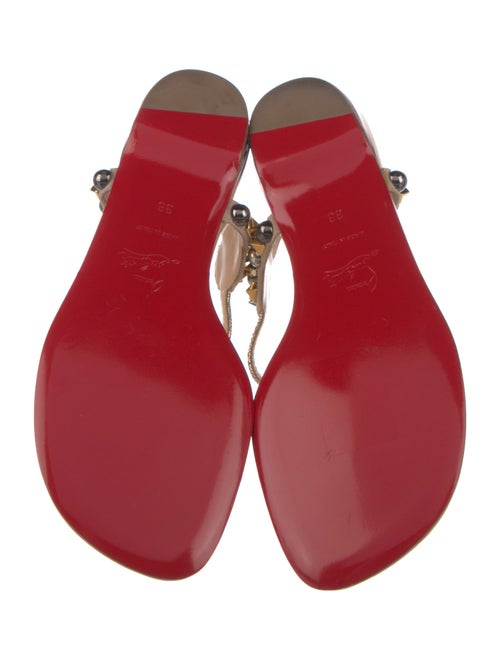Christian Louboutin Spike Accents Leather T-Strap Sandals