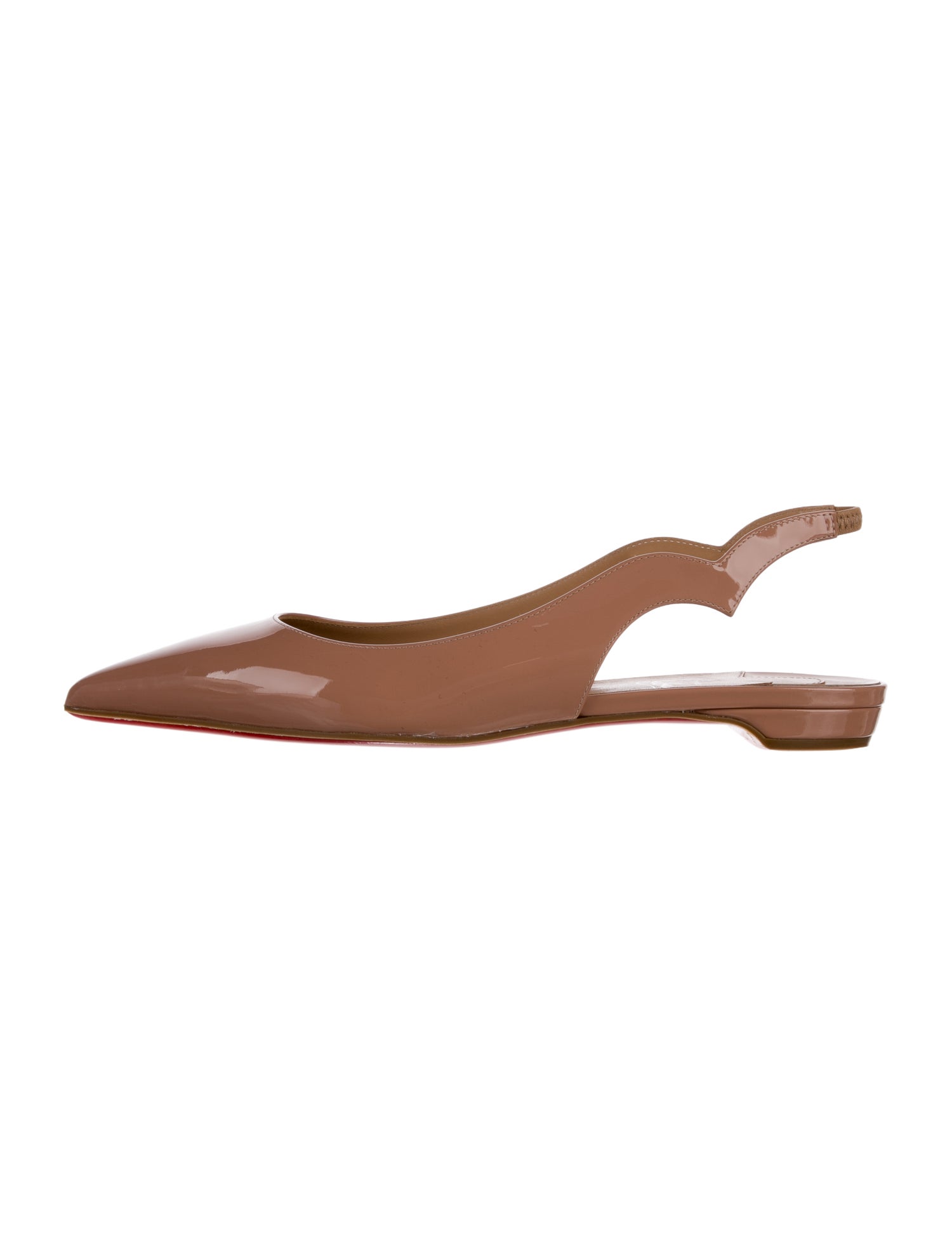 Christian Louboutin Patent Leather Scalloped Accent Slingback Flats