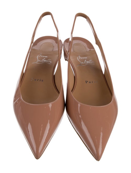 Christian Louboutin Patent Leather Scalloped Accent Slingback Flats