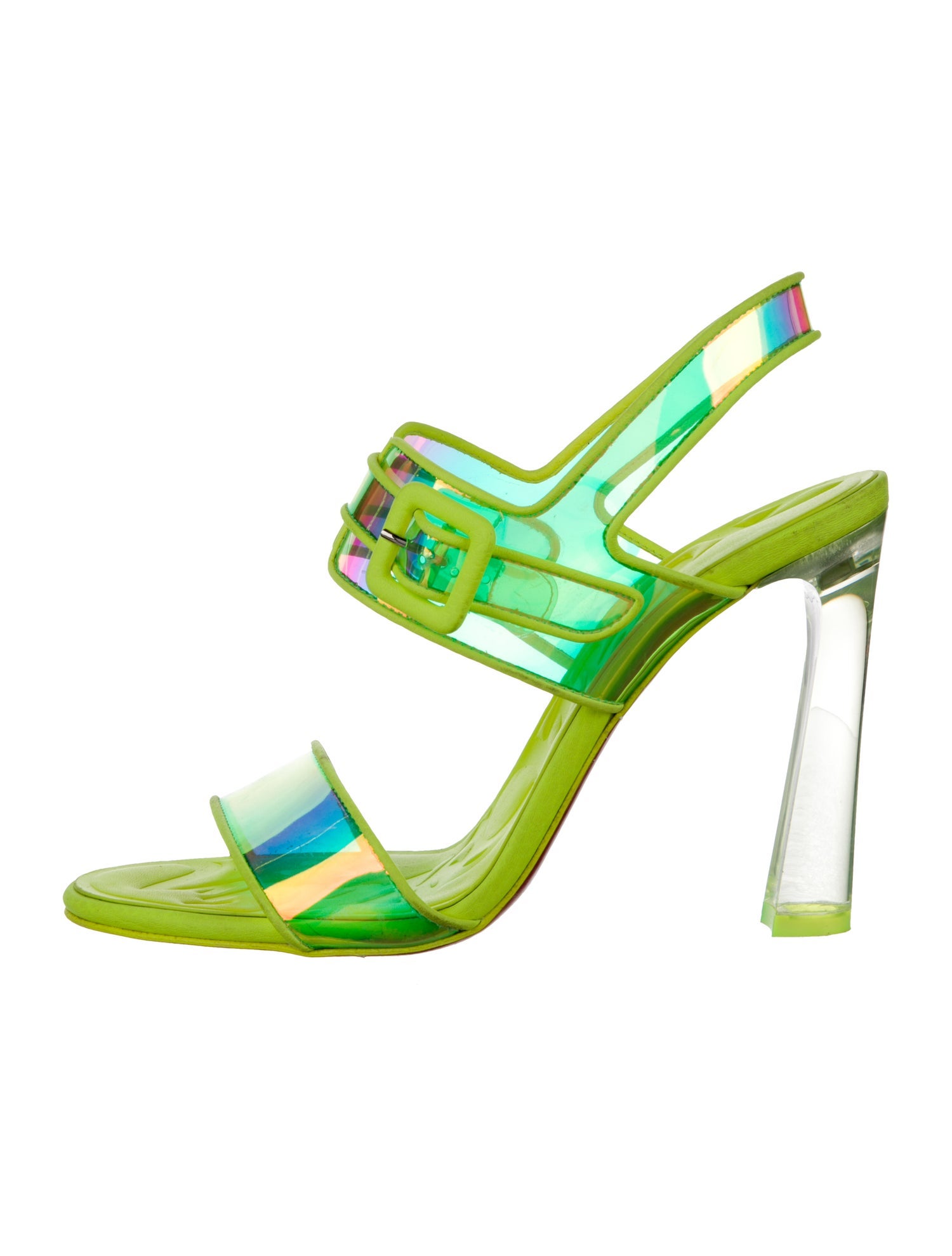 Christian Louboutin PVC Leather Trim Embellishment Slingback Sandals