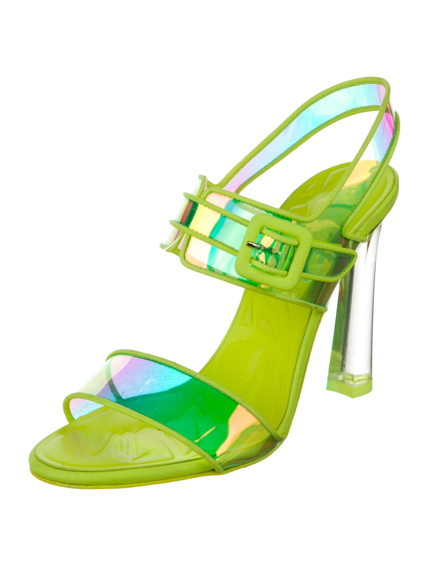 Christian Louboutin PVC Leather Trim Embellishment Slingback Sandals